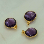 Amethyst qtz 12mm 18k vermail 925 silver