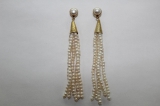 Pearl 18k vermeil 925 silver tassel earring